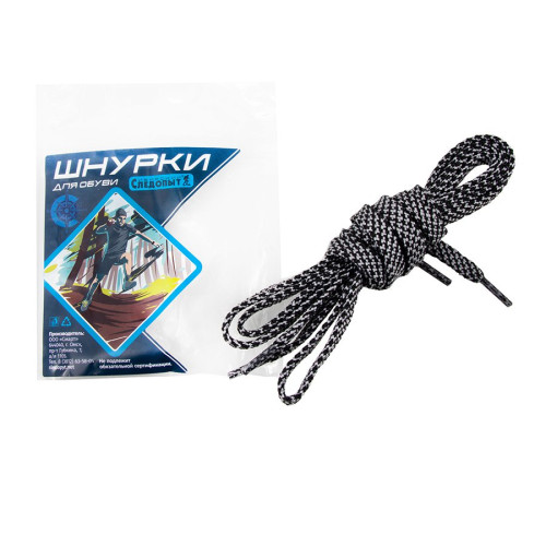 Купить шнурки следопыт плоские,ширина 0,7 см,длина 120 см,черно-серый в Санкт-Петербурге
