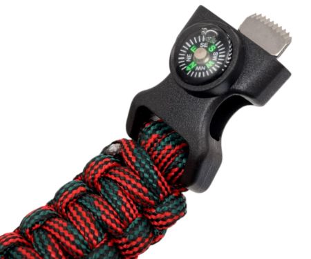 Браслет Следопыт из паракорда со свистком,компасом и огнивом,26х2см PF-PD-04