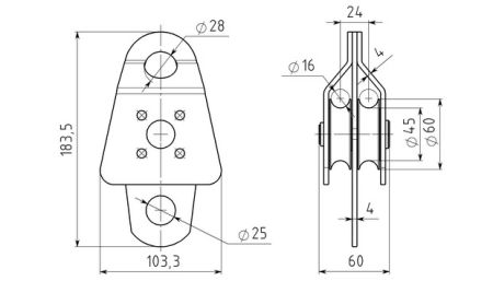  Блок-ролик Вертикаль двойной большой с подшипником в Санкт-Петербурге  