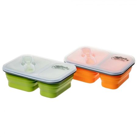 Контейнер Tramp силиконовый 2 отсека с ловилкой 900мл.TRC-090оранжевый