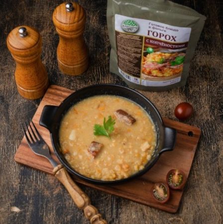 Консервы мясорастительные стерилизованные "Каша гороховая с копченостями"