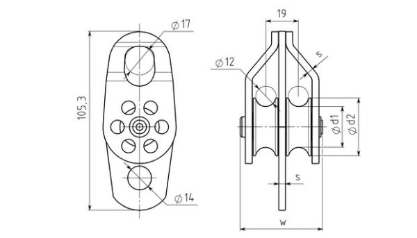  Блок-ролик Вертикаль двойной сталь с подшипником в Санкт-Петербурге  
