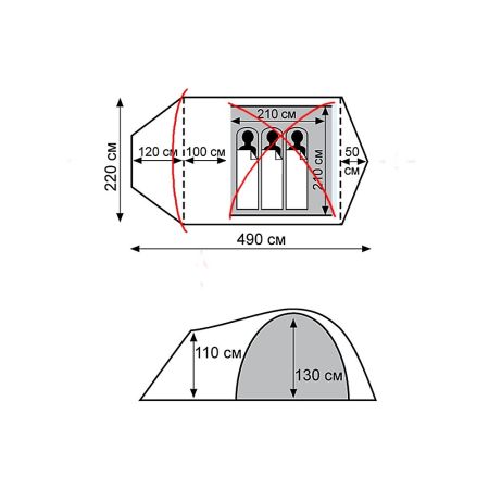 Палатка Tramp экспедиционная Cave 3 V2 зеленый TRT-21
